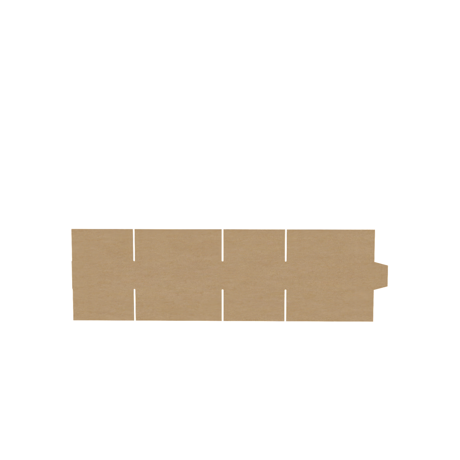 Natural kraft A4 small carton box flat view displaying design layout and structure