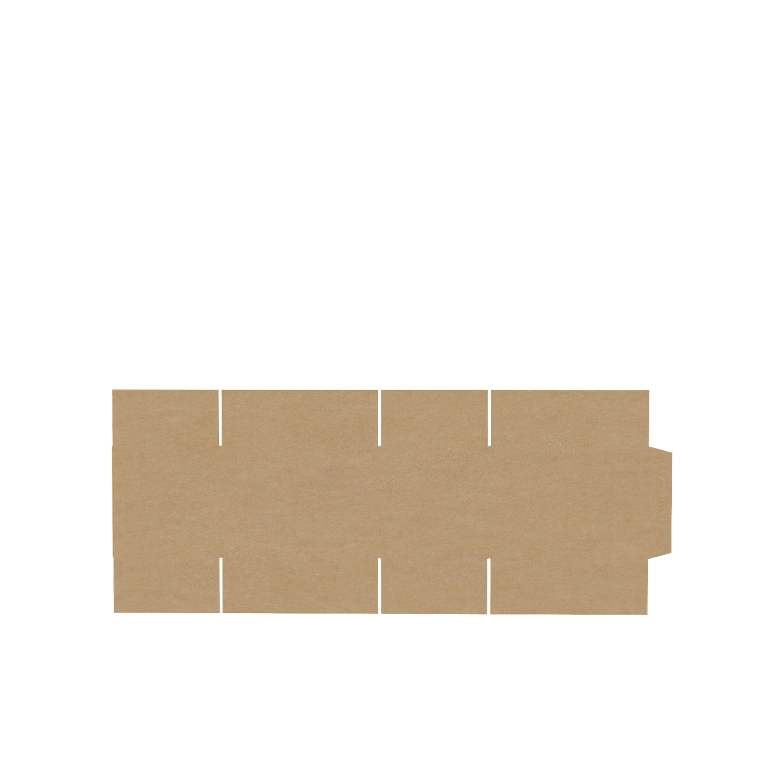 Natural kraft A4 standard carton box flat view displaying layout and fold lines for assembly