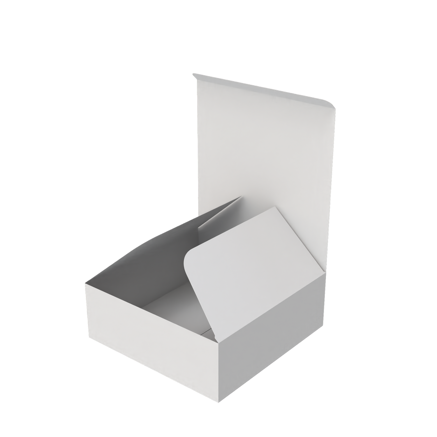 White medium gift box mailer open to show interior space for elegant product presentation