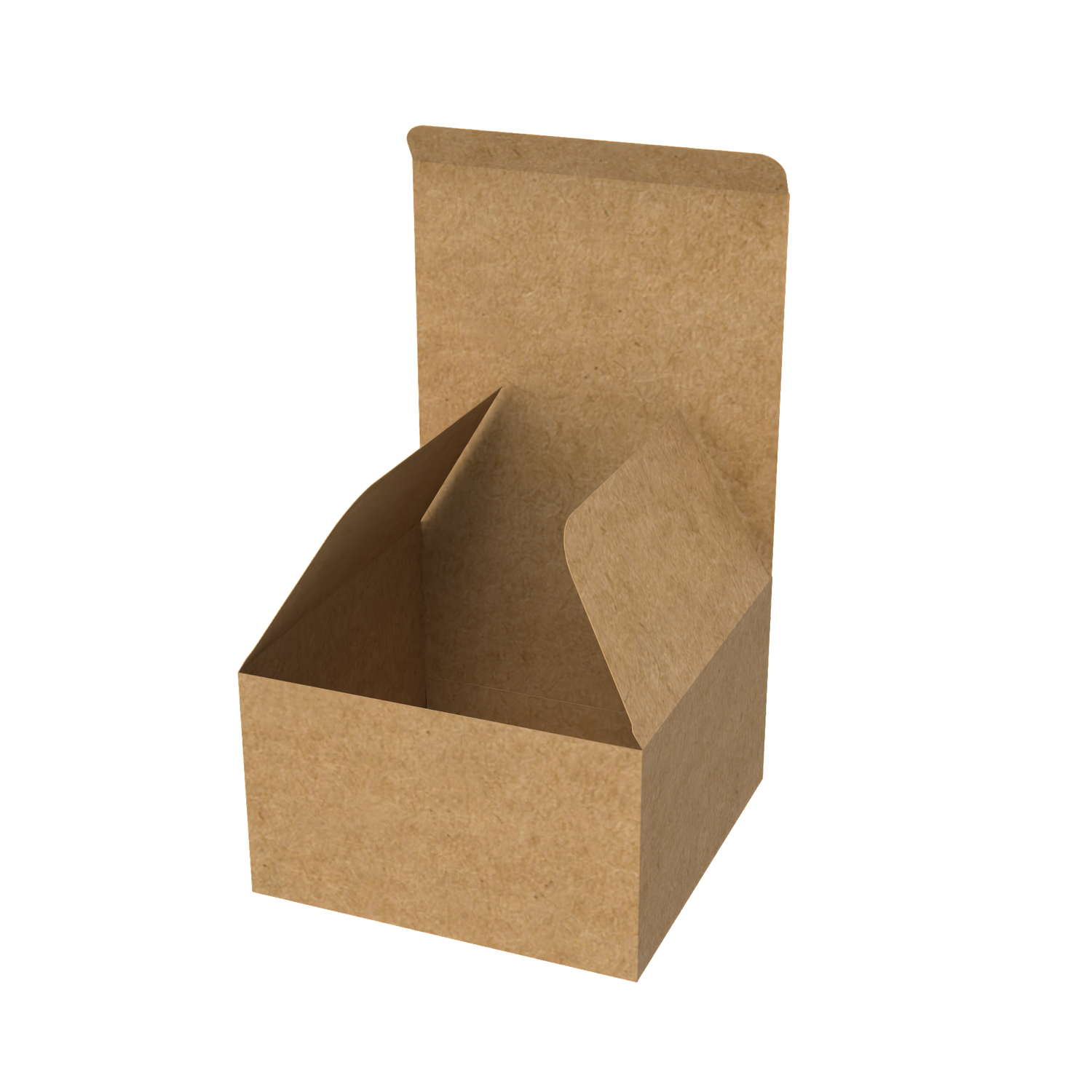 Natural kraft cake box mailer open to show spacious interior for presenting baked treats