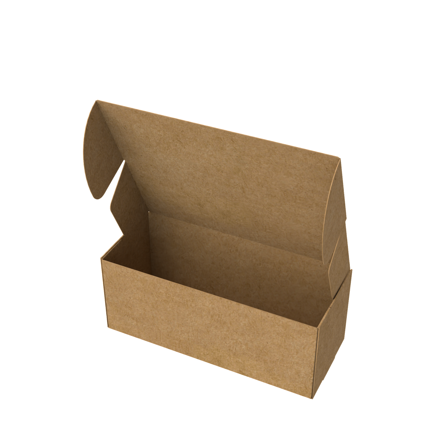 Natural kraft tube mailer box open to show secure interior for artwork and document shipping