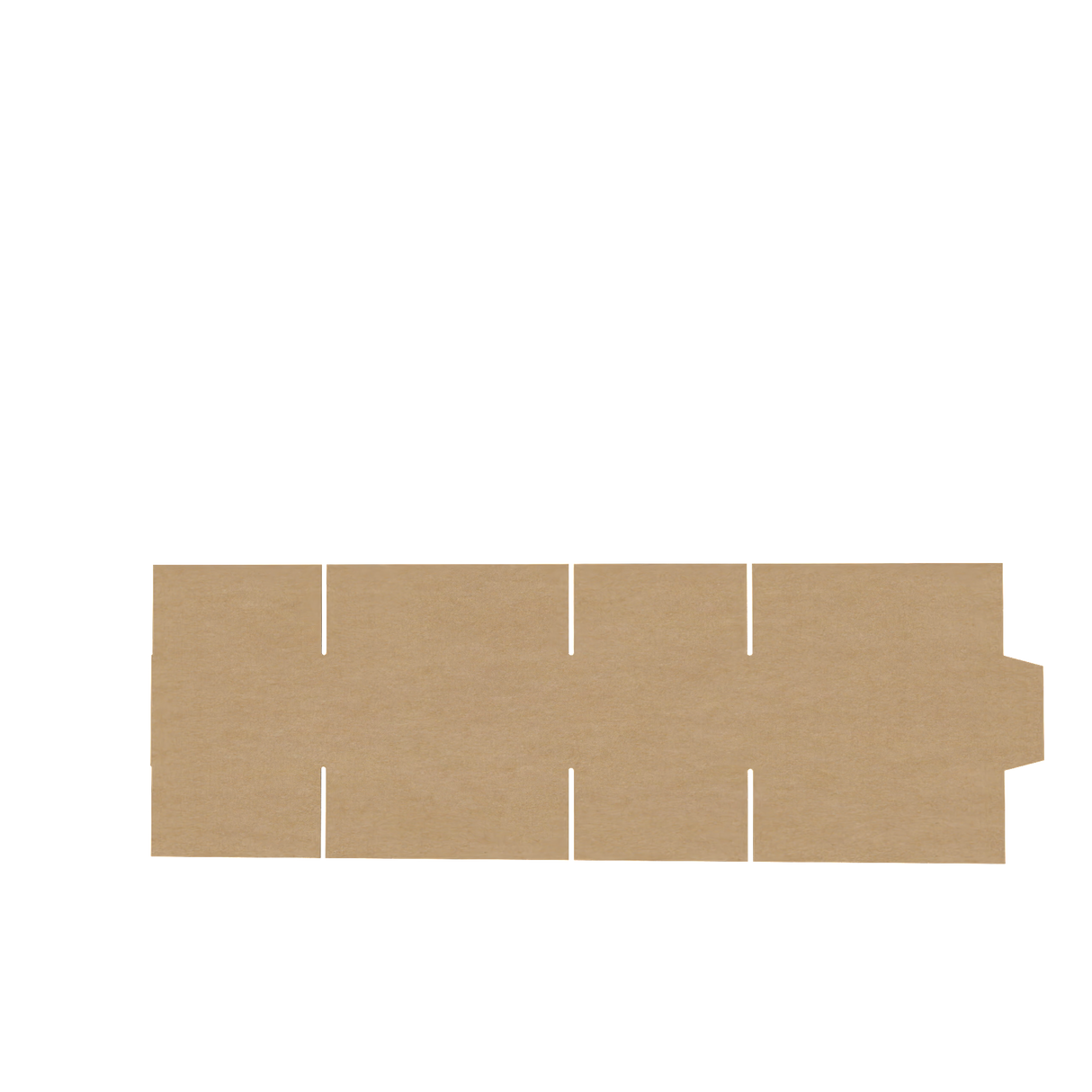 Natural kraft A4 medium carton box flat view displaying design structure and fold lines