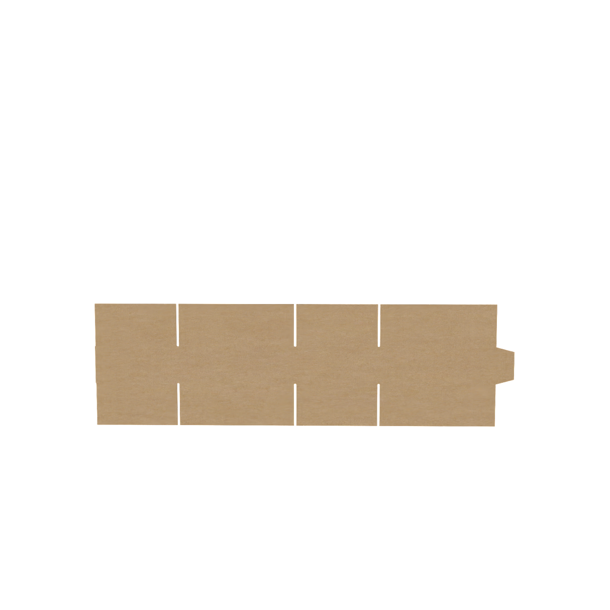 Natural kraft A4 small carton box flat view displaying design layout and structure