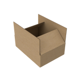 Natural kraft A4 small carton box open to show compact interior for safe shipping