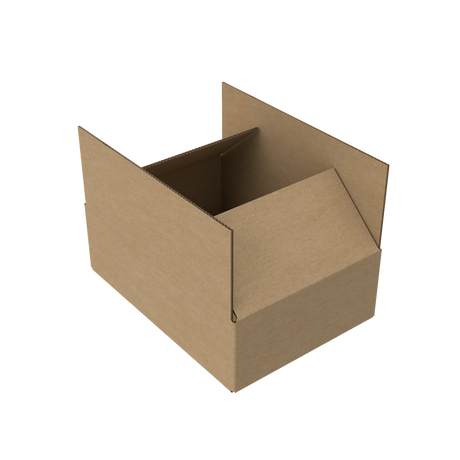 Natural kraft A4 small carton box open to show compact interior for safe shipping