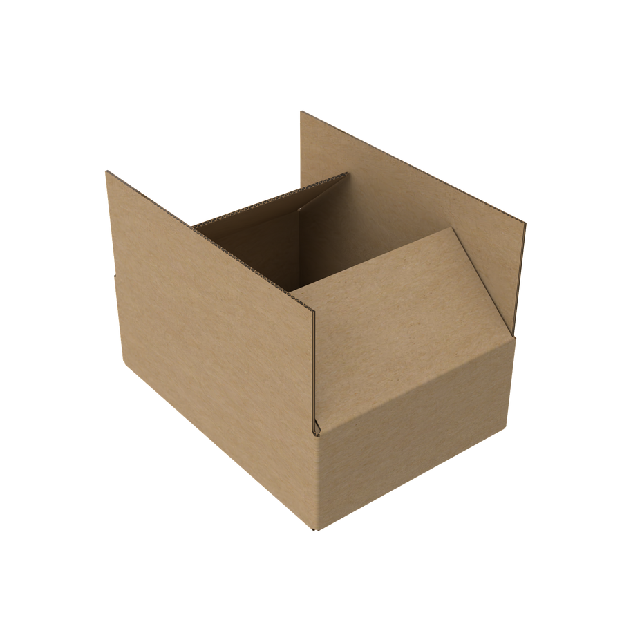 Natural kraft A4 small carton box open to show compact interior for safe shipping
