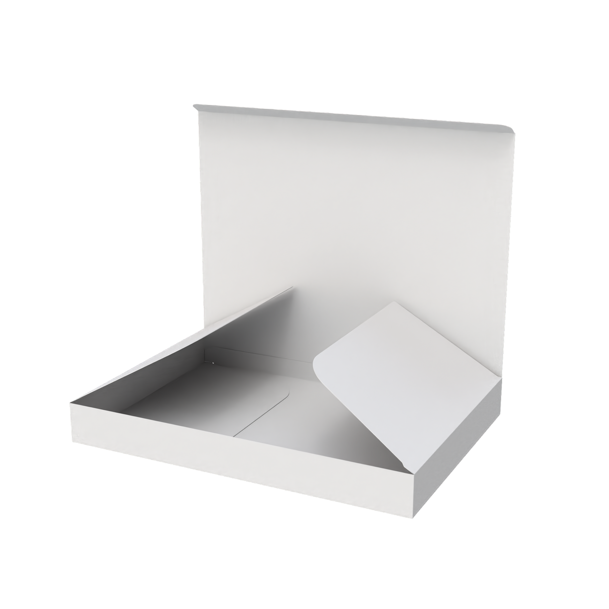 White flat A4 mailer envelope open to show interior space for papers and thin products