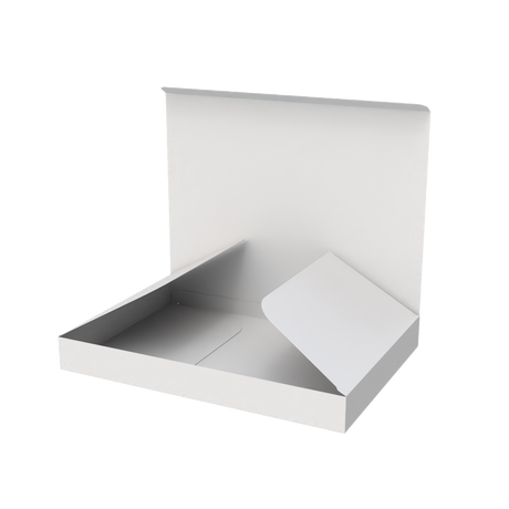 White flat A4 mailer envelope open to show interior space for papers and thin products