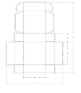 Jewellery and gift mailer box dyeline showing cut, fold, and bleed lines for production