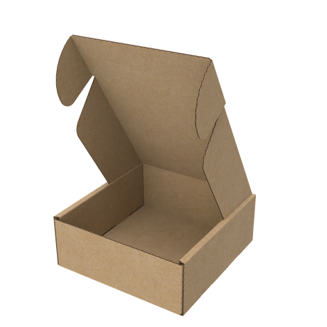Natural kraft gift mailer box open to show compact interior for jewellery and gift presentation