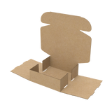 Natural kraft gift mailer box unfolded to display inside panels and packaging structure