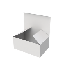 White jumbo mailer box open to show spacious interior for large prints and blueprints