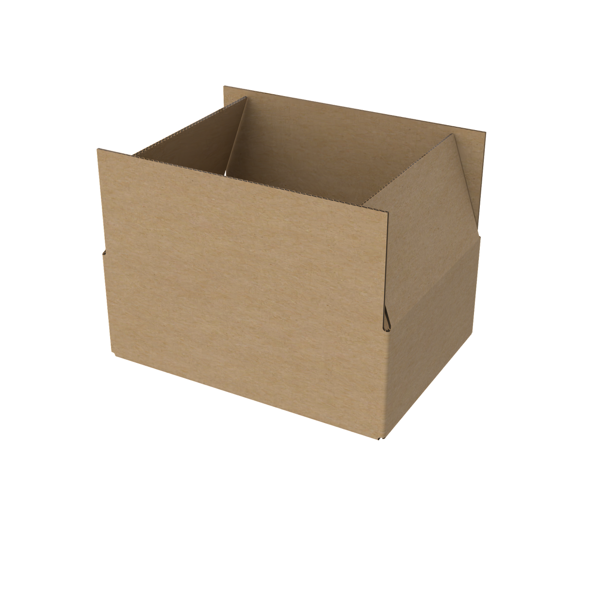 Large e-commerce shipping carton open to reveal spacious interior for bulky items