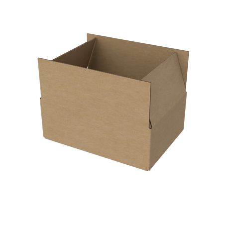 Large e-commerce shipping carton open to reveal spacious interior for bulky items