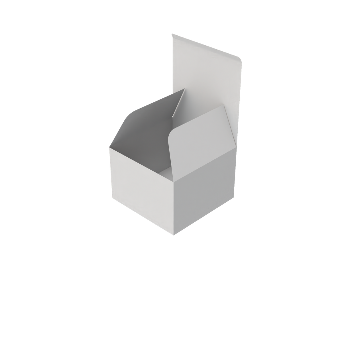 White large square gift box open to reveal spacious interior for cake or gift presentation