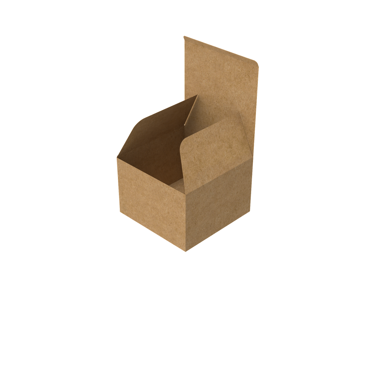 Natural kraft square gift box open to show interior space for cakes, gifts, or presentation
