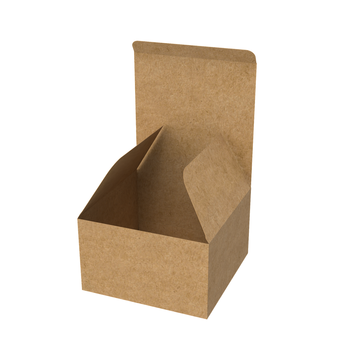 Natural kraft cake box mailer open to show spacious interior for presenting baked treats