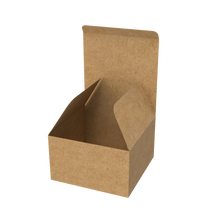 Natural kraft cake box mailer open to show spacious interior for presenting baked treats