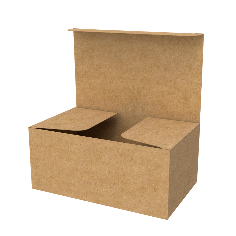 Natural kraft tube mailer box open to reveal interior space for secure rolled item packing