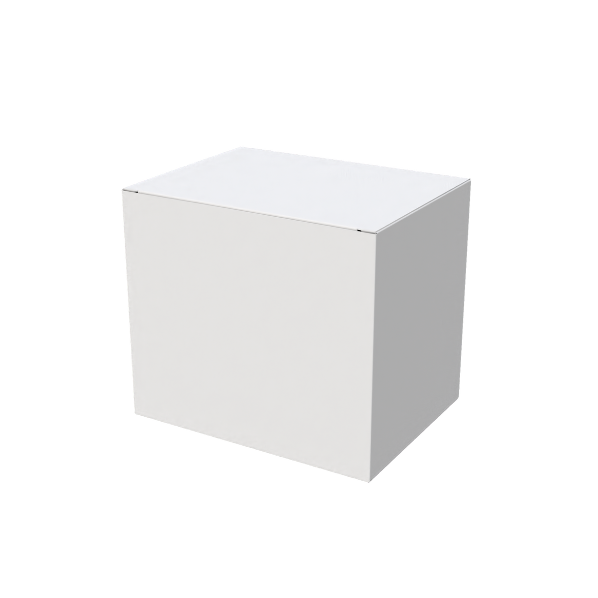 White cardboard mug box closed for protective shipping and gift packaging