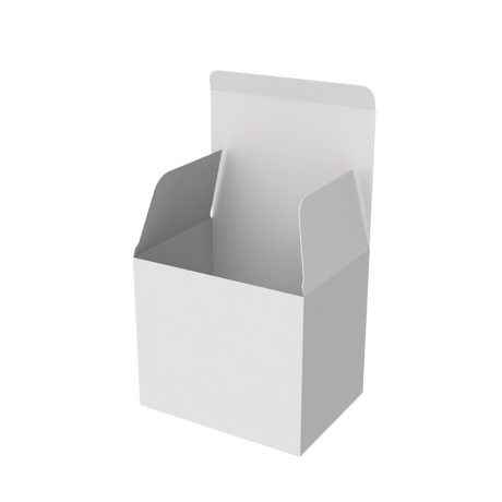 White cardboard mug box open to show secure fit for safe mug shipping and presentation