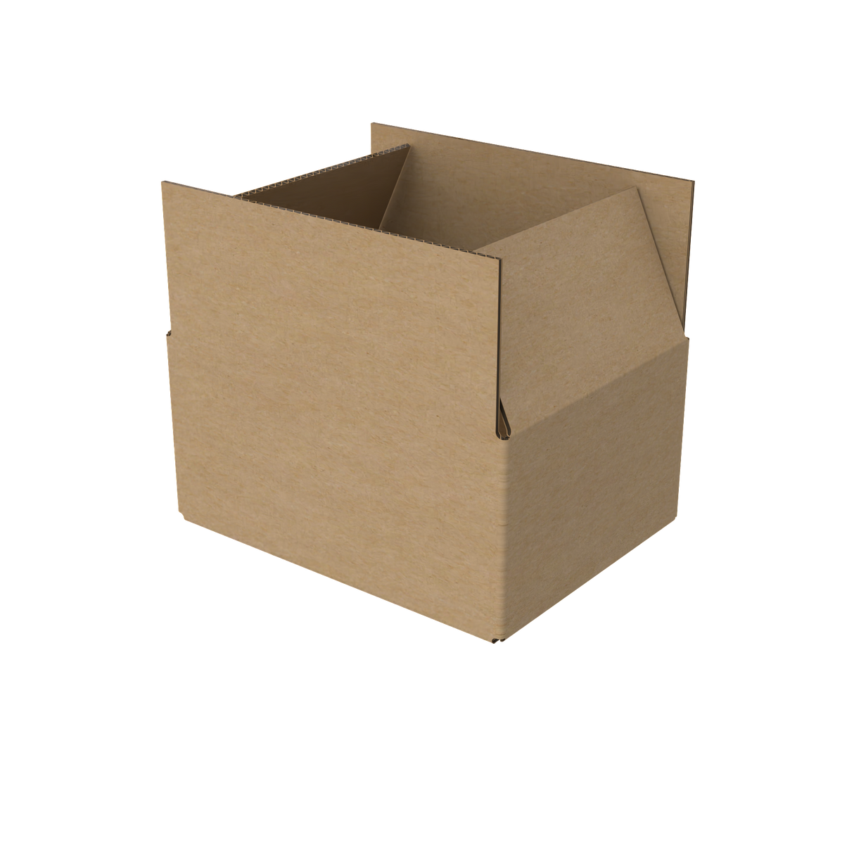 Small e-commerce shipping carton open to show interior for lightweight product packing