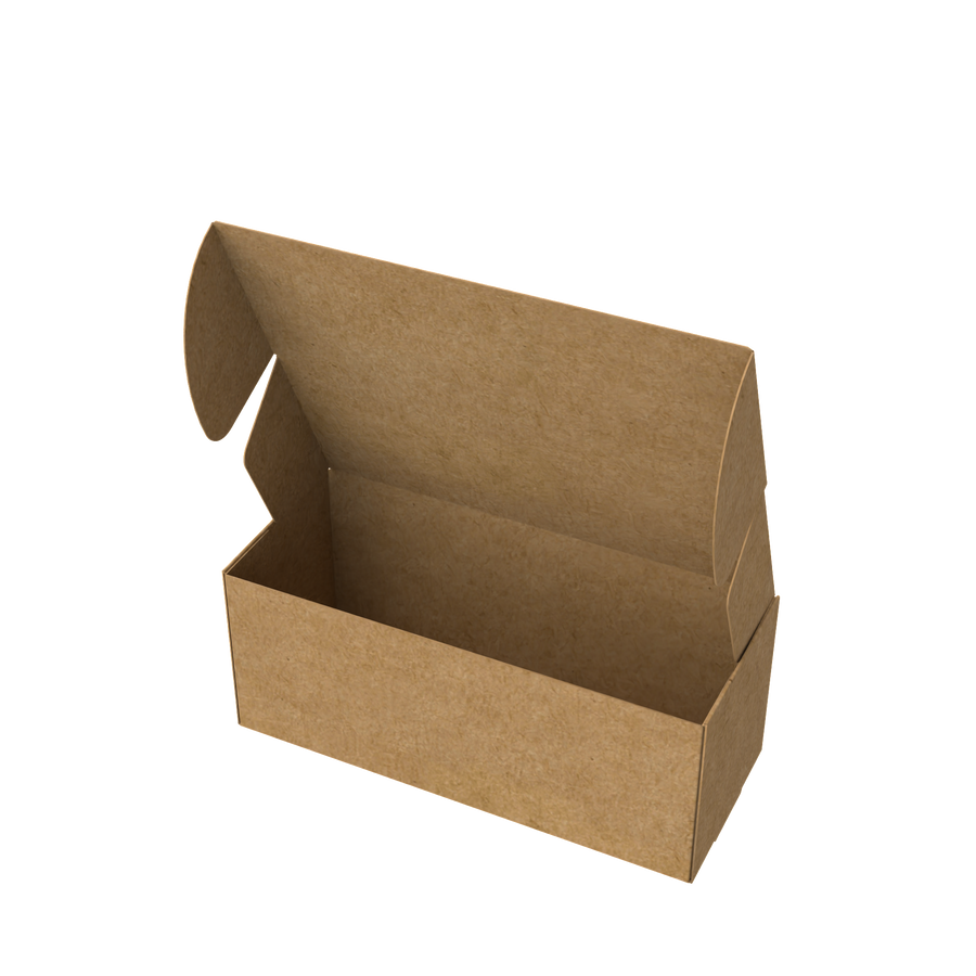 Natural kraft tube mailer box open to show secure interior for artwork and document shipping