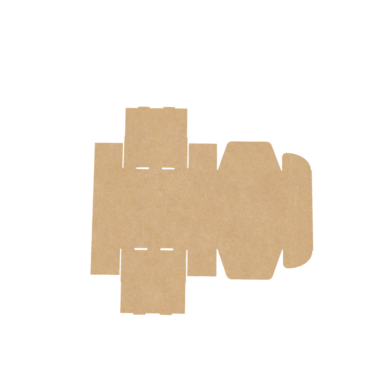 Natural kraft mailer box flat layout displaying full structural design for packaging reference
